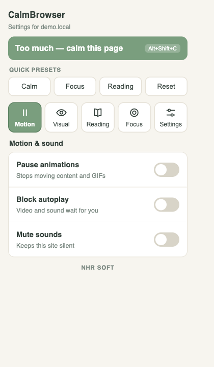 CalmBrowser screenshot 1