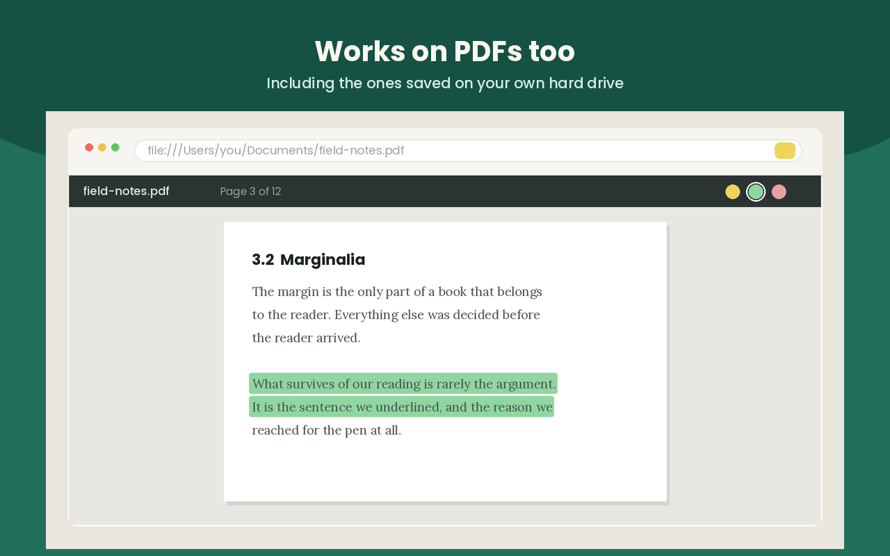 Notebook Highlighter PDF view with a highlighted passage and annotation sidebar
