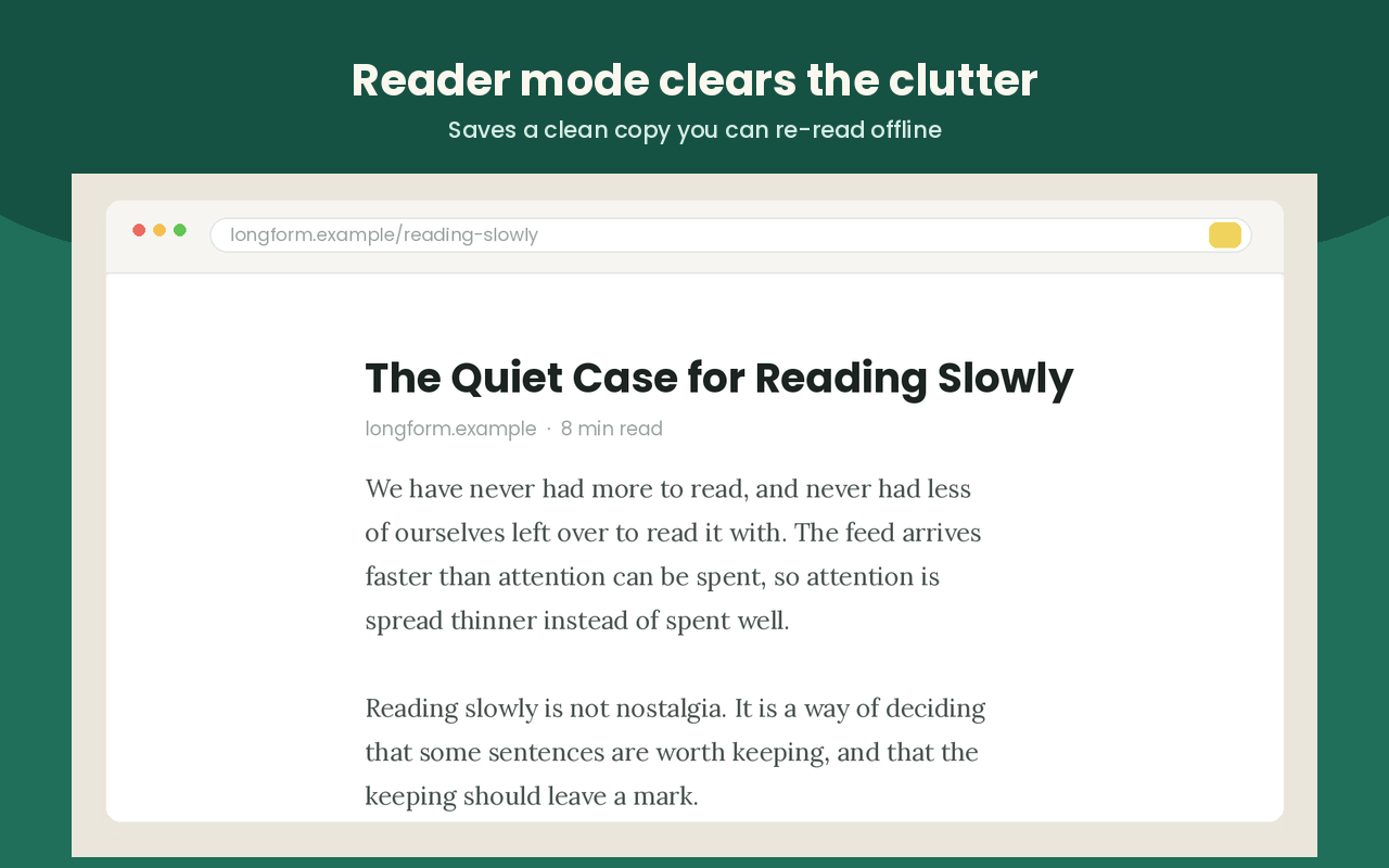 Notebook Highlighter reader mode showing a clean reading layout