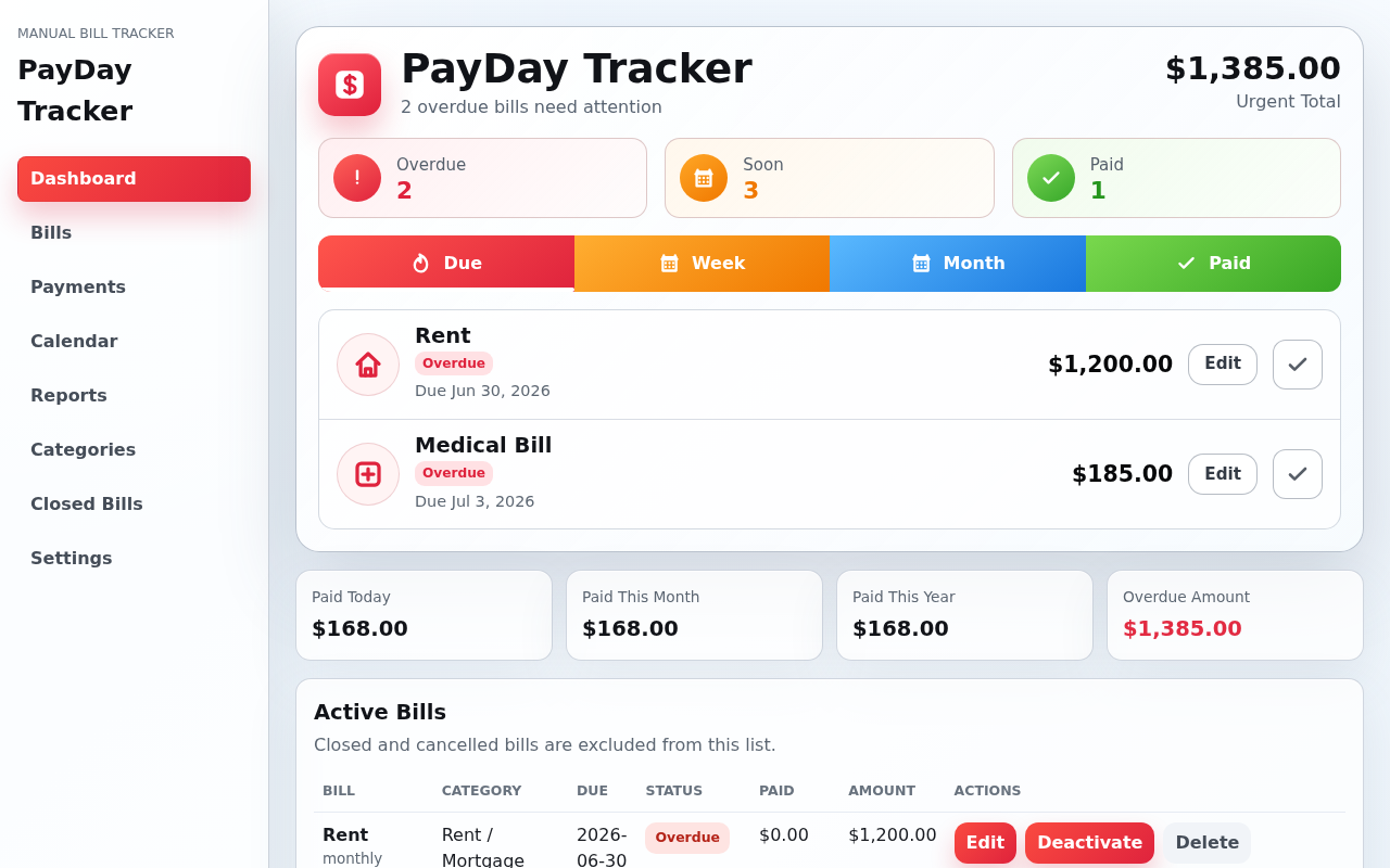 PayDay Tracker visual