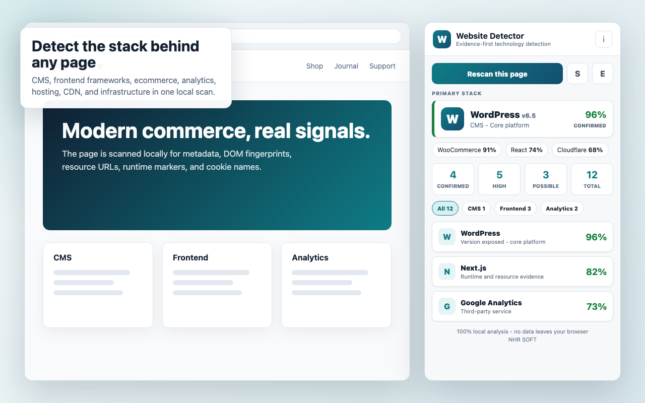 Website Detector interface screenshot
