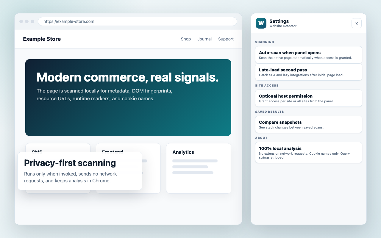 Website Detector interface screenshot